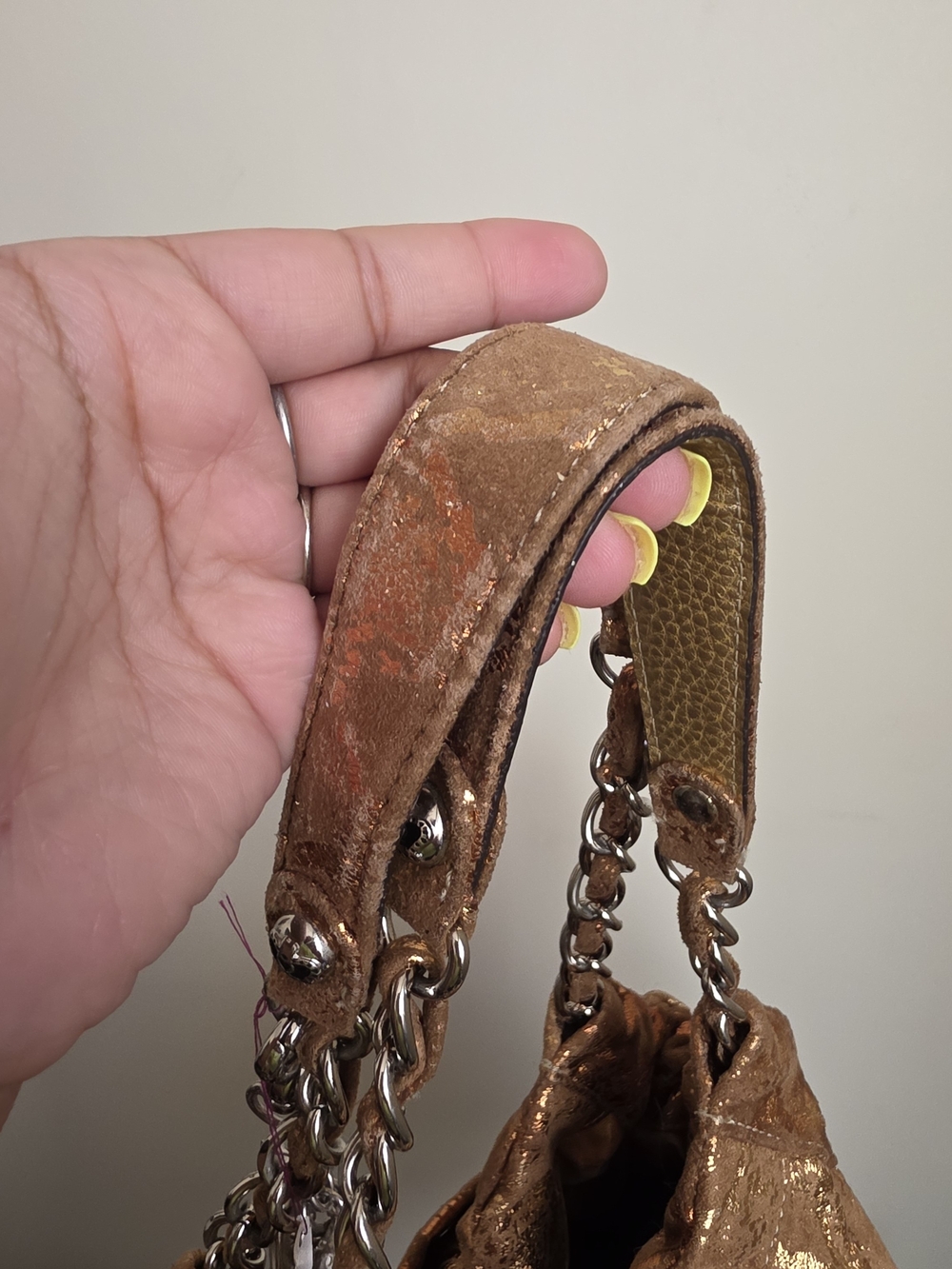 Kathy Van Zeeland Metallic Copper Gold Shoulder Bag - Picture 6 of 7